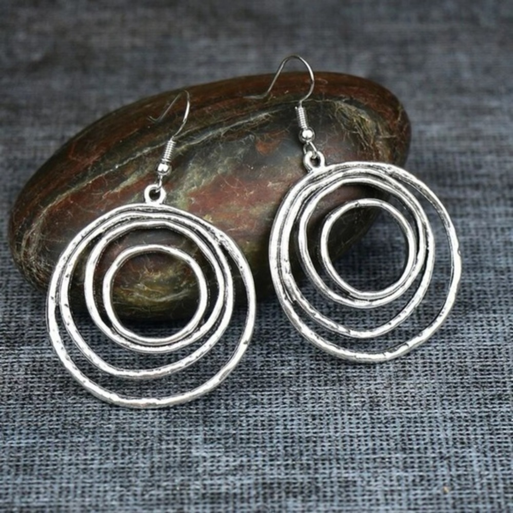 Hollow Out Round Drop Earrings Silver Plated - Picture 4 of 6